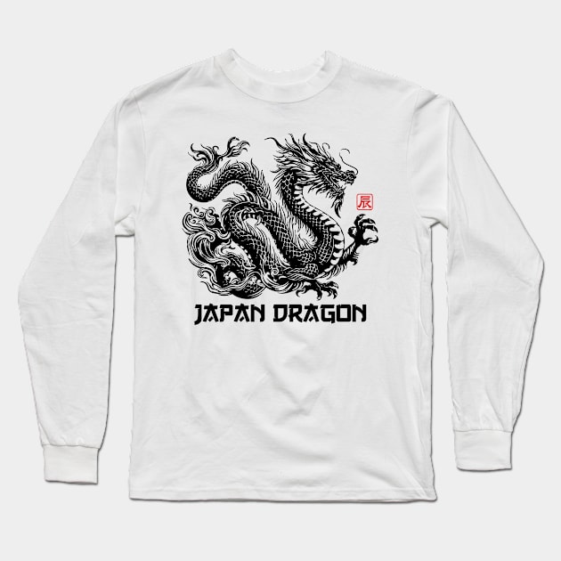 Dragon Japanese Japan Long Sleeve T-Shirt by Supertrooper